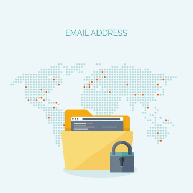 Vector illustration. Flat cloud computing background. Data storage network technology. Multimedia content , web sites hosting. Memory, information transfer.