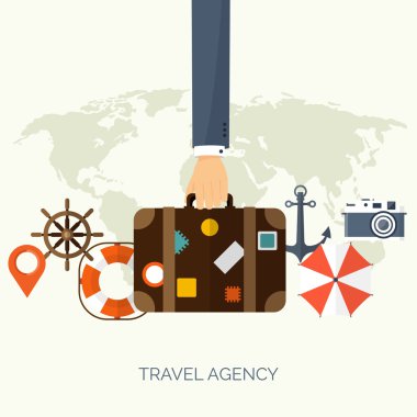 Düz seyahat arka plan. Yaz tatilleri, tatiller. Uçak, tekne, araba seyahat. Turizm, gezi, yolculuk.