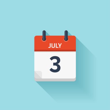 3 Temmuz . Vektör düz günlük takvim simgesi. Tarih ve saat, gün, ay. Holiday.