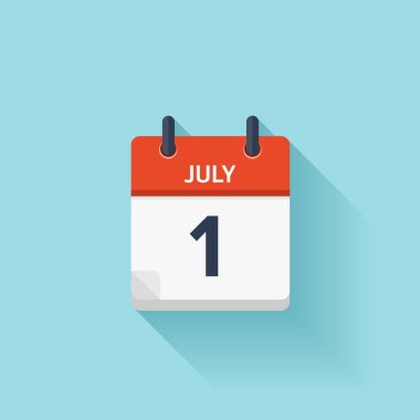 1 Temmuz. Vektör düz günlük takvim simgesi. Tarih ve saat, gün, ay. Holiday.
