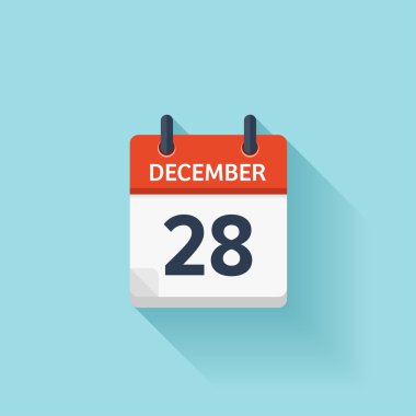 28 Aralık. Vektör düz günlük takvim simgesi. Tarih ve saat, gün, ay. Holiday.