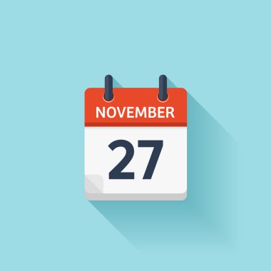 27 Kasım. Vektör düz günlük takvim simgesi. Tarih ve saat, gün, ay. Holiday.