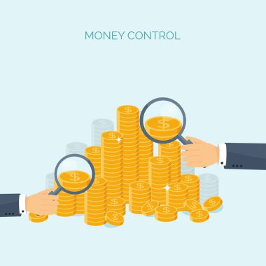 Vektör illüstrasyon. Düz başlık. Para, para kazanmak. Web ödemeleri. Dünya para birimi. İnternet mağazası, alışveriş. Tıklama başına ödeme. Iş.