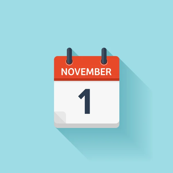 1 листопада. Векторна плоска піктограма щоденного календаря. Дата і час, день, місяць. Відпочинок . — стоковий вектор