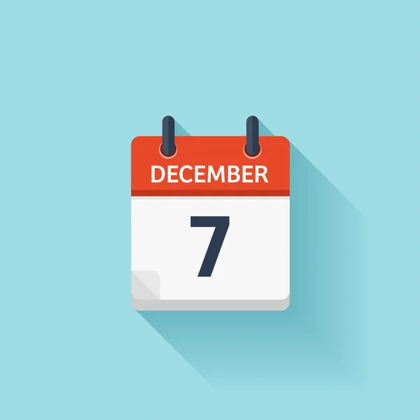 7 dicembre. icona del calendario giornaliero piatto vettoriale. Data e ora, giorno, mese. Vacanze . — Vettoriale Stock