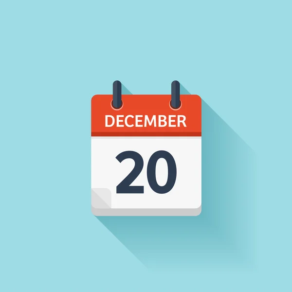 20 dicembre. icona del calendario giornaliero piatto vettoriale. Data e ora, giorno, mese. Vacanze . — Vettoriale Stock