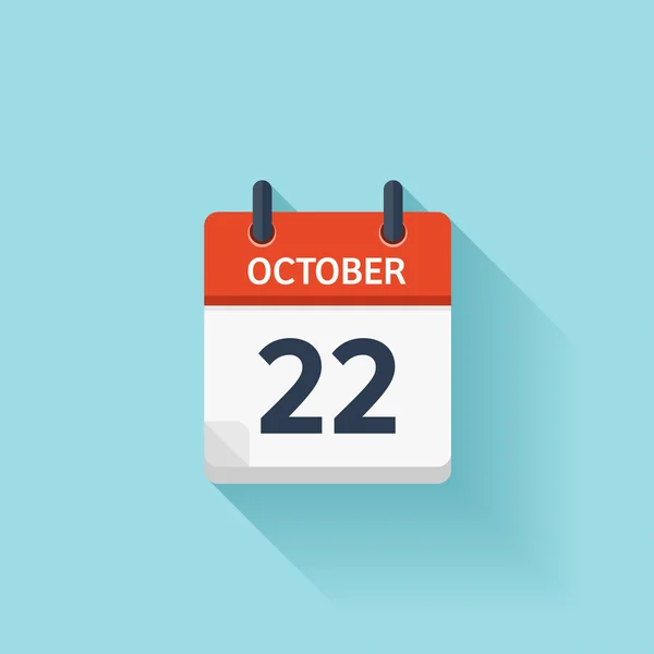 22. října. Ikona vektorové ploché denní složky Datum a čas, den, měsíc. Dovolená. — Stockový vektor