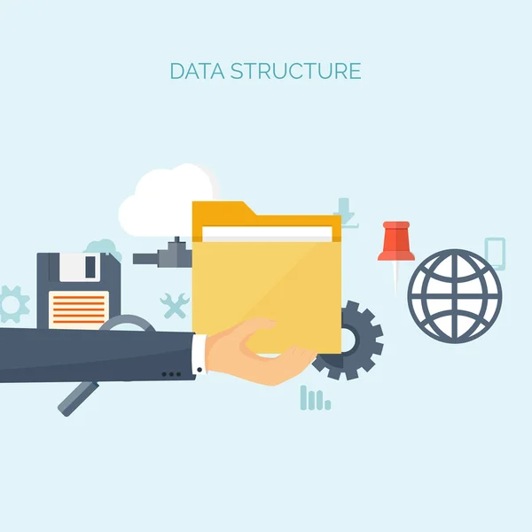 Vector illustration. Flat background. Computing, cloud technology. Data migration. — ストックベクタ