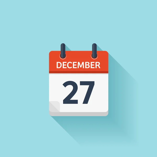 December 27. Vektor lakás napi naptári ikonra. Dátum és idő, nap, hónap. Holiday. — Stock Vector
