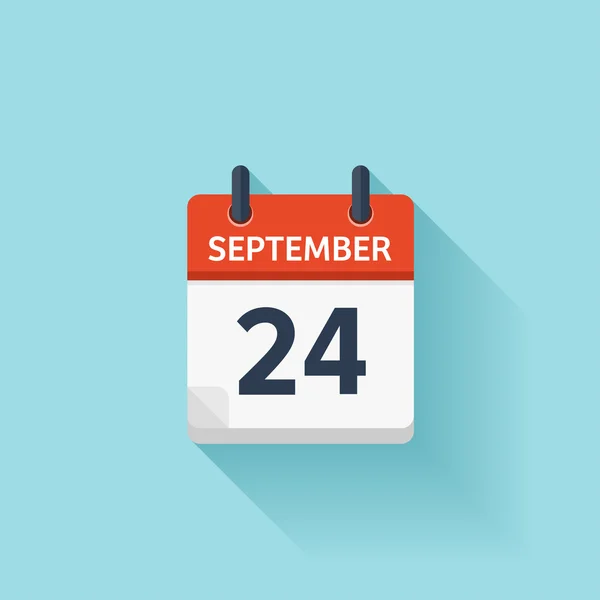 24. September Vektor flaches Kalendersymbol. Datum und Uhrzeit, Tag und Monat. Urlaub. — Stockvektor