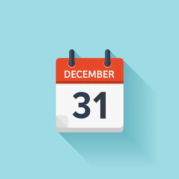 31 декабря. Векторный плоский ежедневный календарь. Дата и время, день и месяц. Праздник . — стоковый вектор