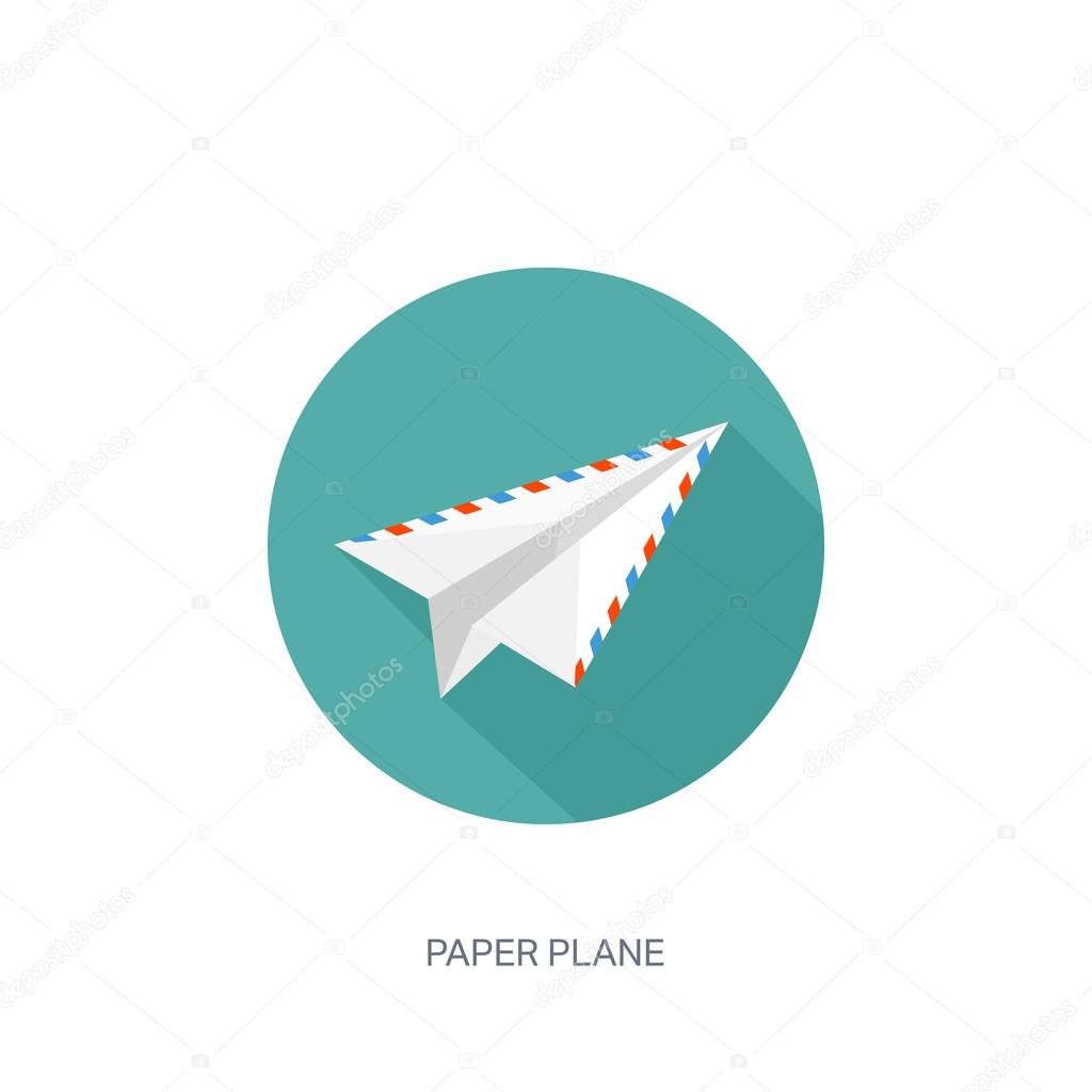 Vector illustration. Flat paper plane. Launch. Project startup.