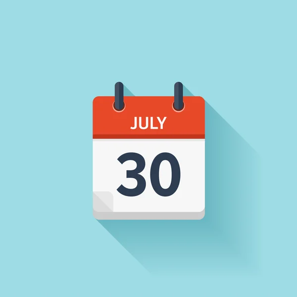 30 de julio. Vector plano icono de calendario diario. Fecha y hora, día, mes. Vacaciones . — Archivo Imágenes Vectoriales