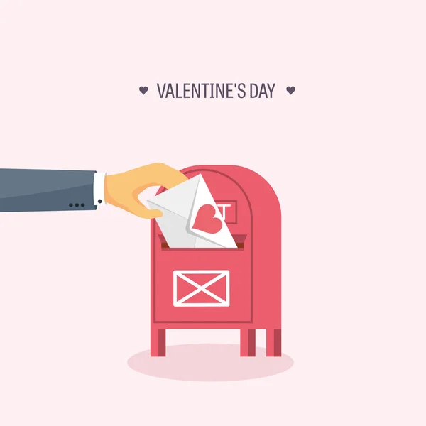 Illustration vectorielle. Fond plat avec enveloppe. Amour, cœurs. Saint Valentin. Sois ma valentine. 14 février. Message . — Image vectorielle