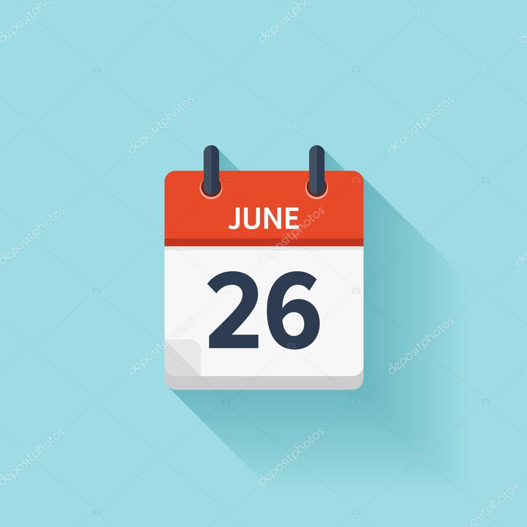 6月26日。矢量平面每日日历图标。日期和时间，天，月。假期. 图库矢量图©floral_set 103824122