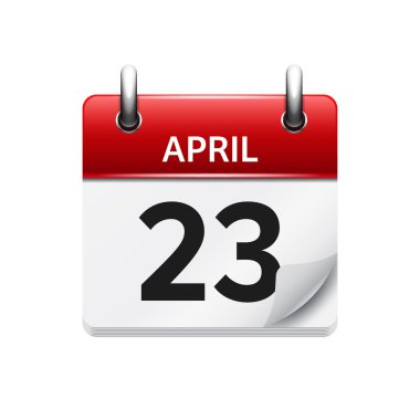 April 23. Vector flat daily calendar icon. Date and time, day, month. Holiday.