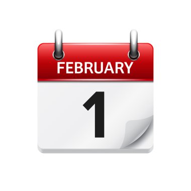 February 1. Vector flat daily calendar icon. Date and time, day, month. Holiday.