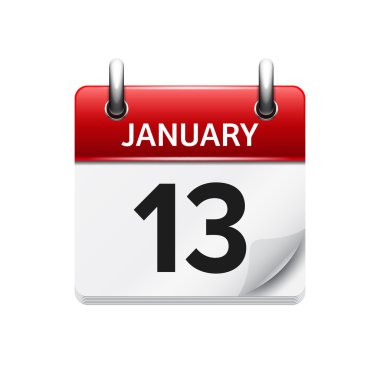 January 13. Vector flat daily calendar icon. Date and time, day, month. Holiday.