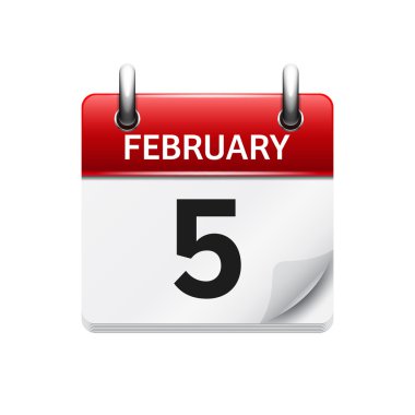 February 5. Vector flat daily calendar icon. Date and time, day, month. Holiday.