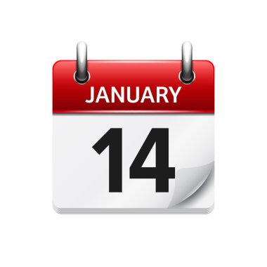 January 14. Vector flat daily calendar icon. Date and time, day, month. Holiday.