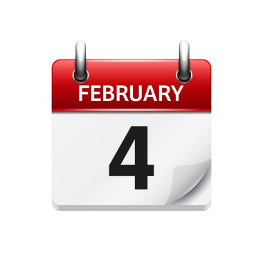 February 4. Vector flat daily calendar icon. Date and time, day, month. Holiday.