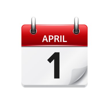 April 1. Vector flat daily calendar icon. Date and time, day, month. Holiday.