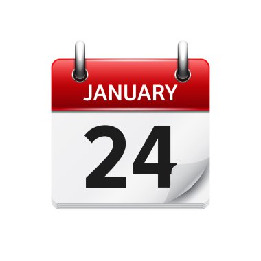 January 24. Vector flat daily calendar icon. Date and time, day, month. Holiday.