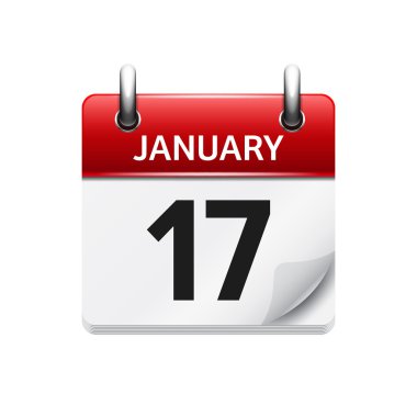 January 17. Vector flat daily calendar icon. Date and time, day, month. Holiday.