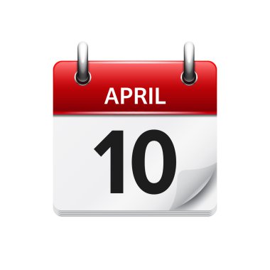 April 10. Vector flat daily calendar icon. Date and time, day, month. Holiday.