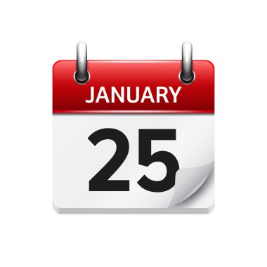 January 25. Vector flat daily calendar icon. Date and time, day, month. Holiday.