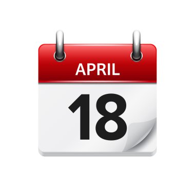 April 18. Vector flat daily calendar icon. Date and time, day, month. Holiday.