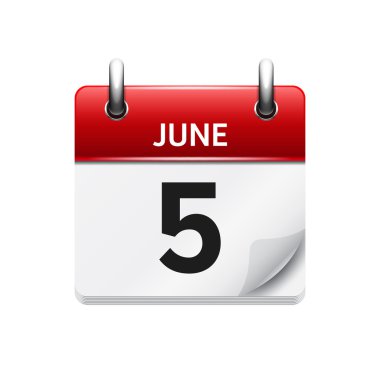 5 Haziran . Vektör düz günlük takvim simgesi. Tarih ve saat, gün, ay. Holiday.