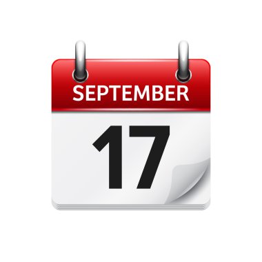 17 Eylül. Vektör düz günlük takvim simgesi. Tarih ve saat, gün, ay. Holiday.