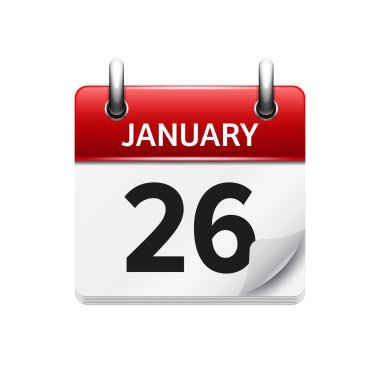 January 26. Vector flat daily calendar icon. Date and time, day, month. Holiday.