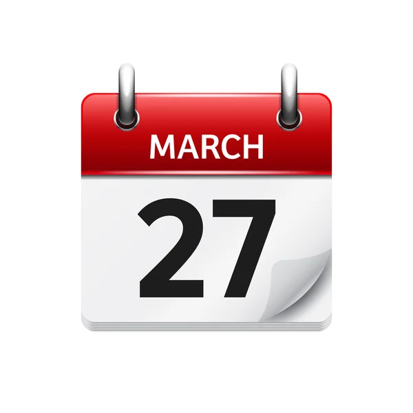 March 27. Vector flat daily calendar icon. Date and time, day, month. Holiday. — Stok Vektör