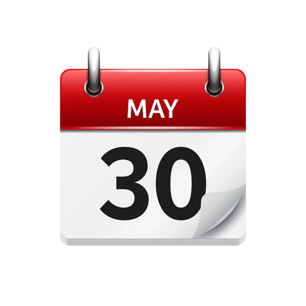 Le 30 mai. Icône vectorielle du calendrier quotidien plat. Date et heure, jour, mois. Vacances . — Image vectorielle