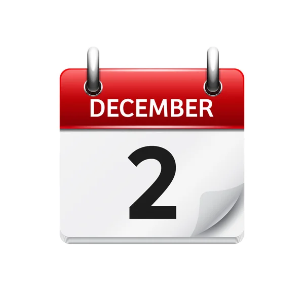 Στις 2 Δεκεμβρίου. Διάνυσμα επίπεδη ημερήσιο εικονίδιο ημερολογίου. Ημερομηνία και ώρα, ημέρα, μήνας. Διακοπών. — Διανυσματικό Αρχείο