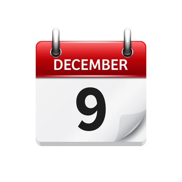 9 Desember. Ikon kalender rata rata vektor harian. Tanggal dan waktu, hari, bulan. Liburan . - Stok Vektor
