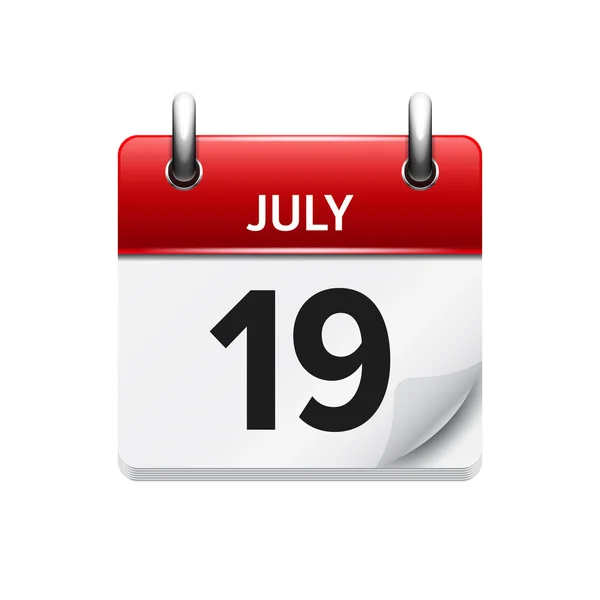 7月19日 .矢量平面每日日历图标。日期和时间，天，月。假期. — 图库矢量图片