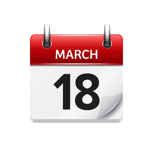 March 18. Vector flat daily calendar icon. Date and time, day, month. Holiday. — Stok Vektör