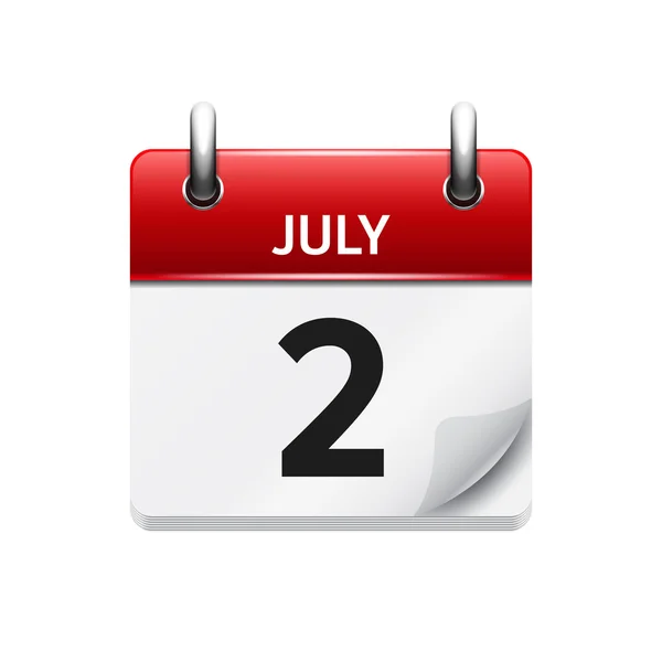2 luglio. icona del calendario giornaliero piatto vettoriale. Data e ora, giorno, mese. Vacanze . — Vettoriale Stock