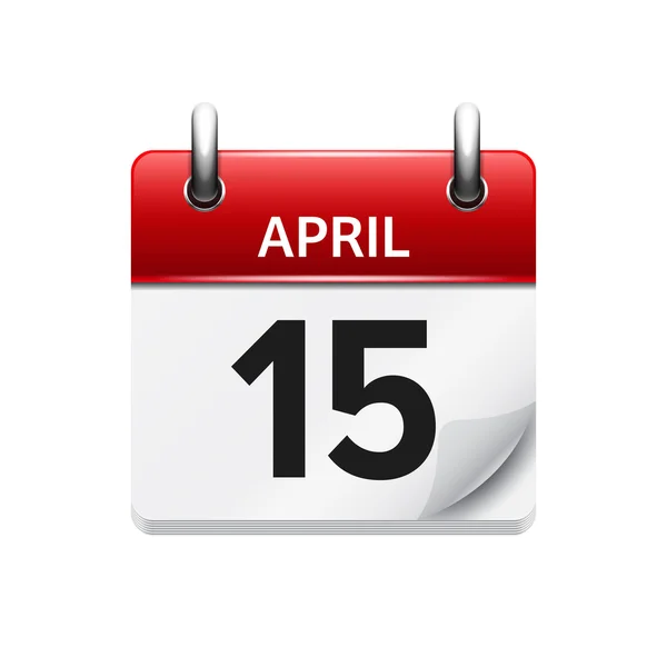15 de Abril. Vetor plana ícone do calendário diário. Data e hora, dia, mês. Férias . — Vetor de Stock