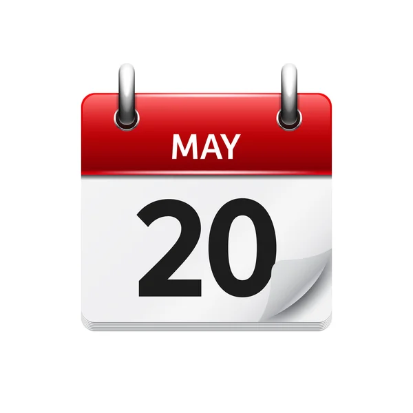 20 мая. Векторный плоский ежедневный календарь. Дата и время, день и месяц. Праздник . — стоковый вектор