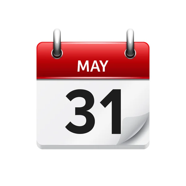 Le 31 mai. Icône vectorielle du calendrier quotidien plat. Date et heure, jour, mois. Vacances . — Image vectorielle