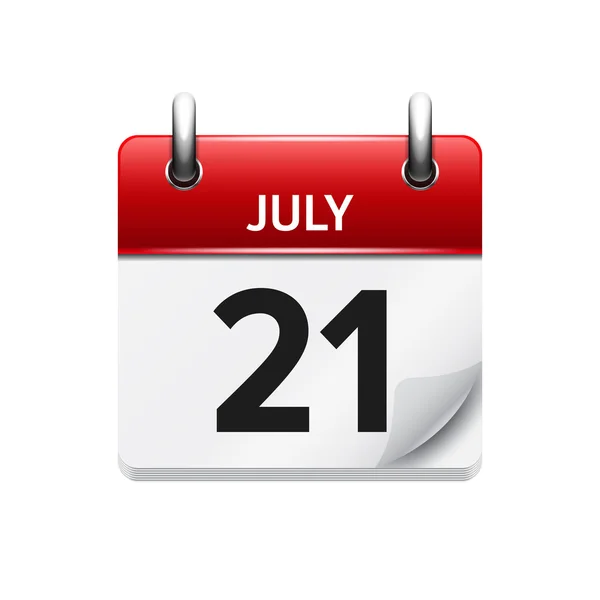 21 de julio. Vector plano icono de calendario diario. Fecha y hora, día, mes. Vacaciones . — Vector de stock