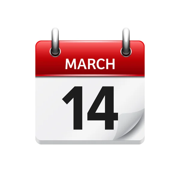 March 14. Vector flat daily calendar icon. Date and time, day, month. Holiday. — Stok Vektör