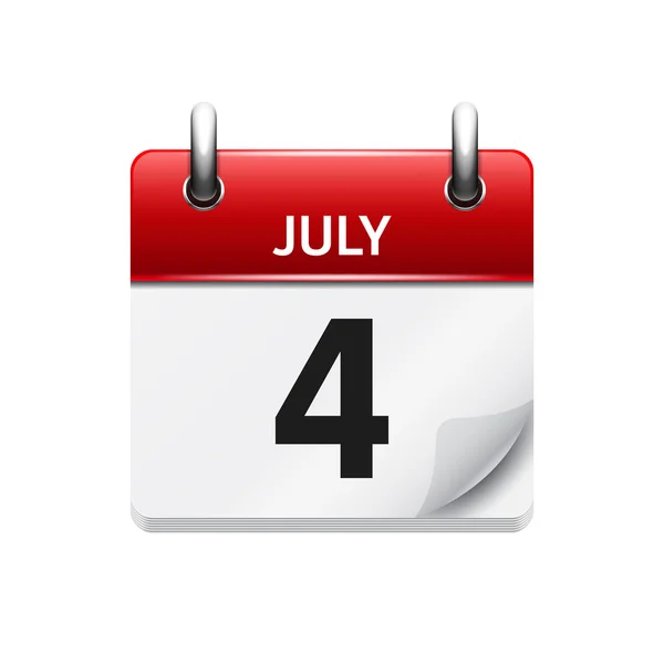 4 de julio. Vector plano icono de calendario diario. Fecha y hora, día, mes. Vacaciones . — Vector de stock