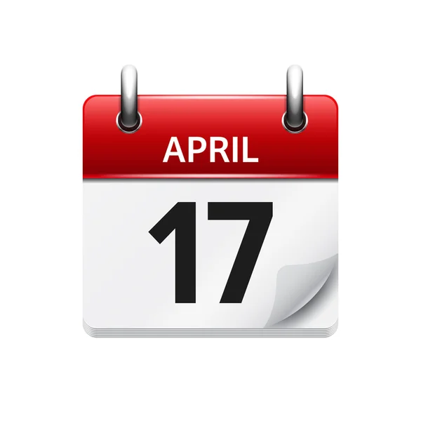 17. April Vektor flaches Kalendersymbol. Datum und Uhrzeit, Tag und Monat. Urlaub. — Stockvektor