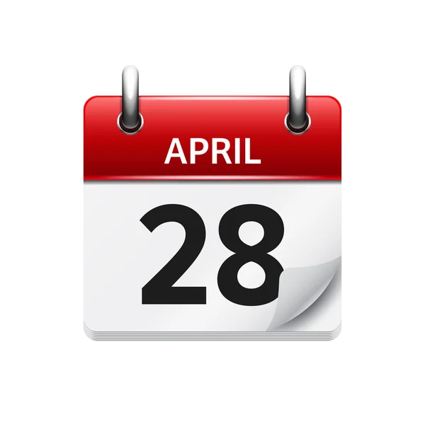 28 de abril. Vector plano icono de calendario diario. Fecha y hora, día, mes. Vacaciones . — Archivo Imágenes Vectoriales