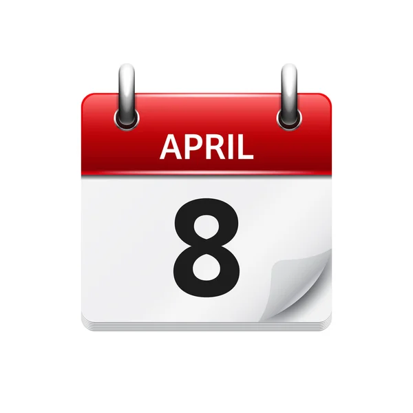 April 8. Vector flat daily calendar icon. Date and time, day, month. Holiday. — Διανυσματικό Αρχείο